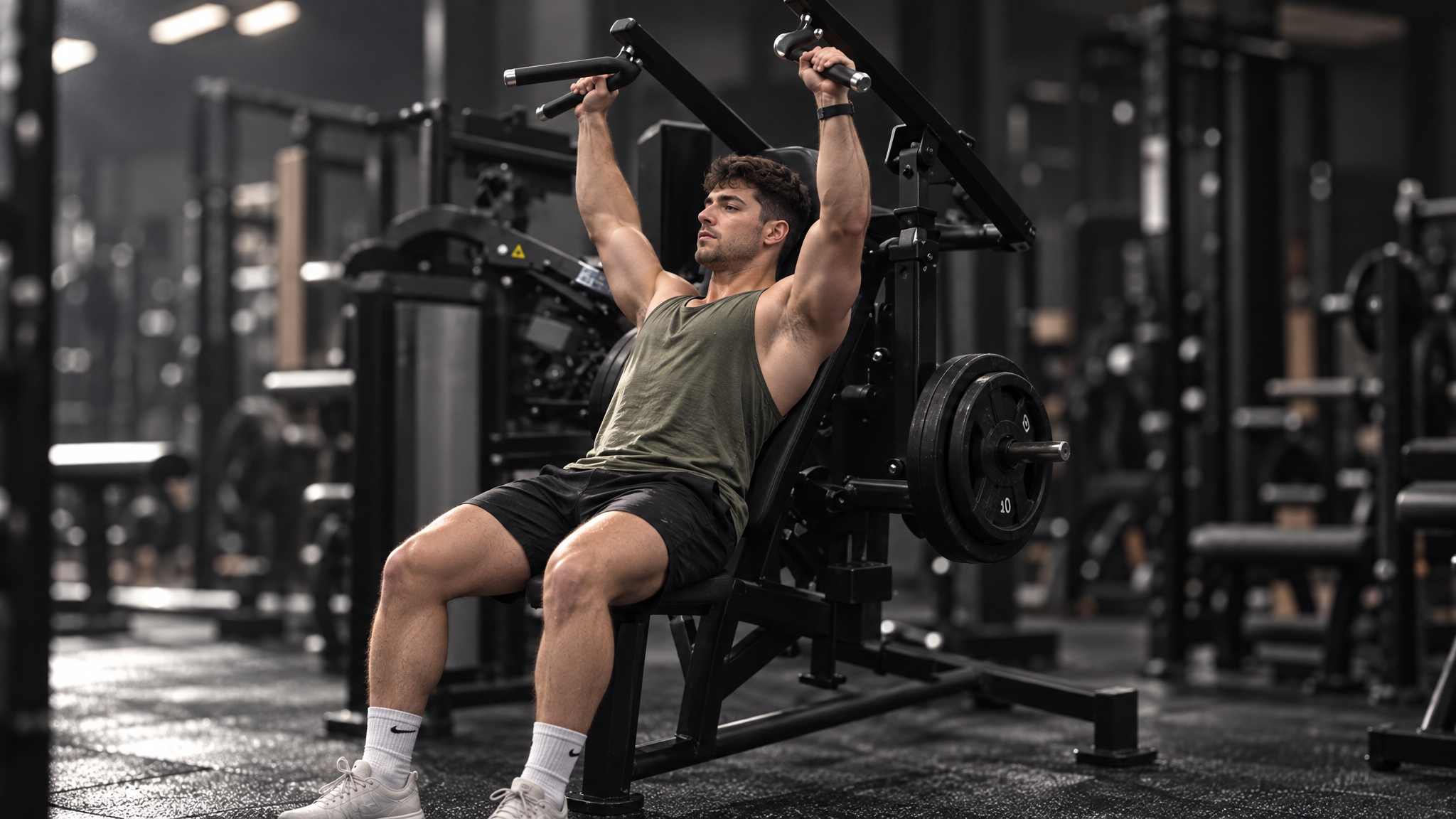 Deportista entrenando en una máquina de musculación